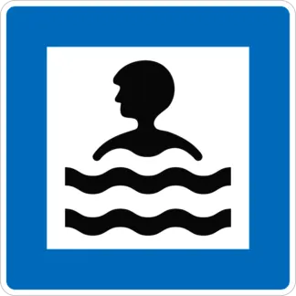 Fürdőhely KRESZ közlekedési tábla