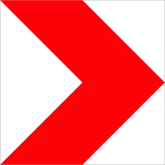 Négyzet alakú iránytábla (jobbra) KRESZ közlekedési tábla