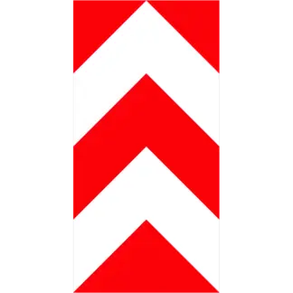 Sávozott kettős terelőtábla KRESZ közlekedési tábla