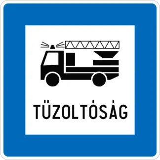 Tűzoltóság KRESZ közlekedési tábla