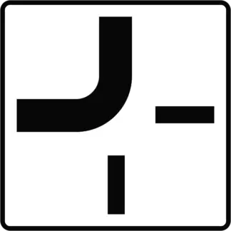 Elsőbbséggel rendelkező út vonalvezetése (1) KRESZ közlekedési tábla