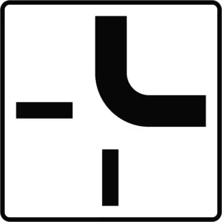 Elsőbbséggel rendelkező út vonalvezetése (2) KRESZ közlekedési tábla