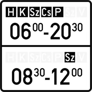 Napok időszakokkal KRESZ közlekedési tábla