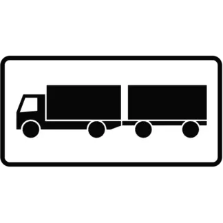 Pótkocsis tehergépkocsik részére KRESZ közlekedési tábla