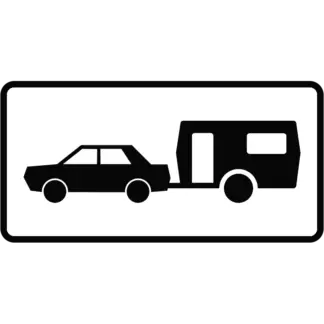 Lakókocsis személygépkocsik részére KRESZ közlekedési tábla
