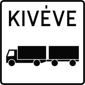 Kivéve pótkocsis tehergépkocsi KRESZ közlekedési tábla