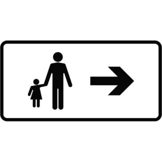 Gyalogosok haladási iránya (jobb) KRESZ közlekedési tábla