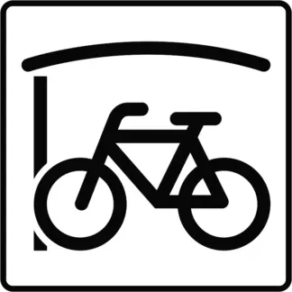 Fedett kerékpártároló KRESZ közlekedési tábla