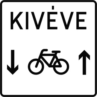 Kétirányú kerékpáros-forgalom KRESZ közlekedési tábla