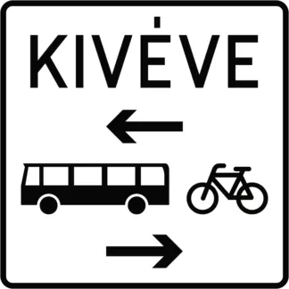 Keresztirányban kétirányú autóbusz- és kerékpáros-forgalom KRESZ közlekedési tábla
