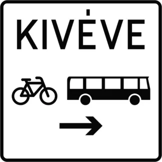 Keresztirányban autóbusz- és kerékpáros-forgalom balról KRESZ közlekedési tábla