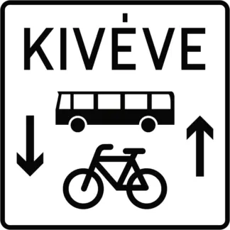 Kétirányú autóbusz- és kerékpáros-forgalom KRESZ közlekedési tábla