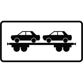 Személygépkocsik szállítása vasúton KRESZ közlekedési tábla