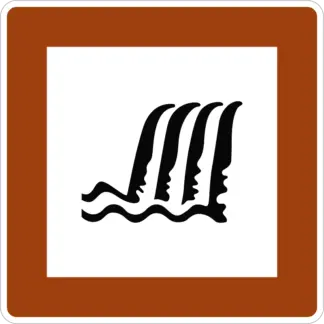 Vízesés KRESZ közlekedési tábla