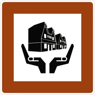 Védett épületegyüttes KRESZ közlekedési tábla