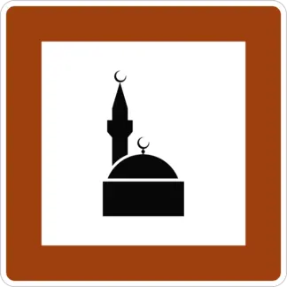 Iszlám egyházi épület (mecset) KRESZ közlekedési tábla