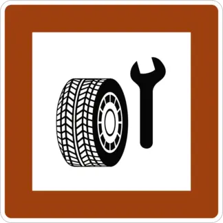 Gumijavító KRESZ közlekedési tábla