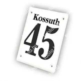 Peremezett házszámtábla utcanévvel