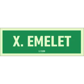 X. emelet utánvilágító tábla (felirat)