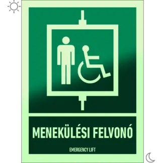 Menekülési felvonó matrica / tábla (piktogram)