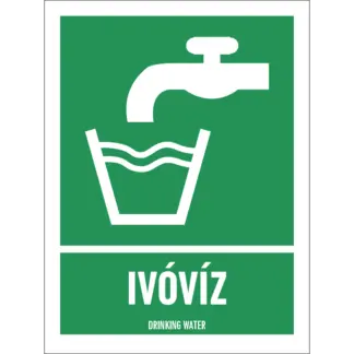 Ivóvíz matrica / tábla (ISO 7010-E015 piktogram + felirat)