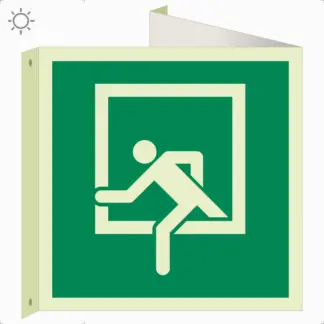 Vészkijárati ablak utánvilágító tábla