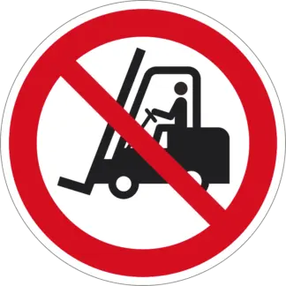 Szállítóeszközzel behajtani tilos! padlójelölő (ISO 7010-P006 piktogram)
