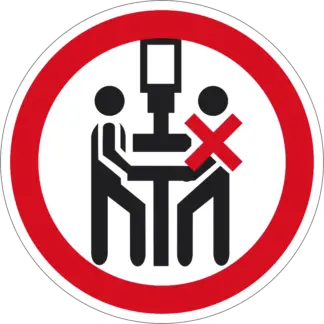 A présgépet csak egy személy kezelheti! matrica (piktogram)