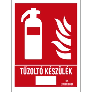 Tűzoltó készülék sorszámozható matrica / tábla (ISO 7010-F001 piktogram + felirat)