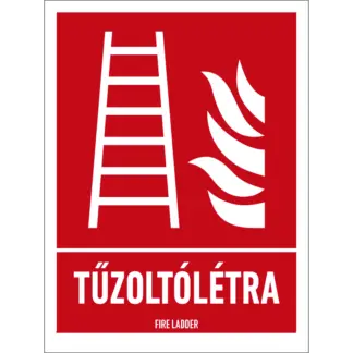 Tűzoltólétra matrica / tábla (ISO 7010-F003 piktogram + felirat)