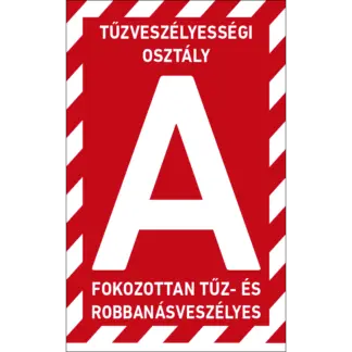 A tűzveszélyességi osztályba sorolt helyiség matrica / tábla (felirat)