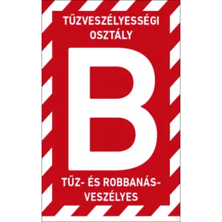 B tűzveszélyességi osztályba sorolt helyiség matrica / tábla (felirat)