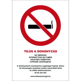 Tilos a dohányzás (5 nyelvű