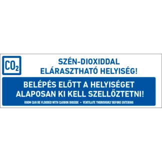 Szén-dioxiddal elárasztható helyiség! Belépés előtt a helyiséget alaposan ki kell szellőztetni! matrica (felirat)