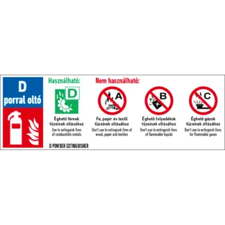 D porral oltó készülék matrica / tábla (piktogram + felirat)