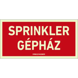 Sprinkler gépház matrica / tábla (felirat)