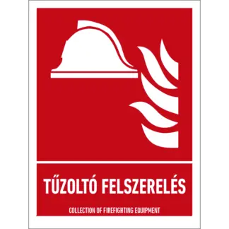 Tűzoltó felszerelés matrica / tábla (ISO 7010-F004 piktogram + felirat)
