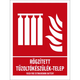 Rögzített tűzoltókészülék-telep matrica / tábla (ISO 7010-F008 piktogram + felirat)