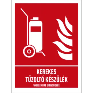 Kerekes tűzoltó készülék matrica / tábla (ISO 7010-F009 piktogram + felirat)