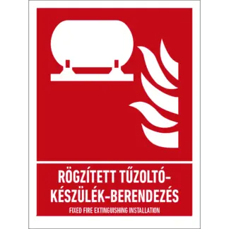 Rögzített tűzoltókészülék-berendezés matrica / tábla (ISO 7010-F012 piktogram + felirat)
