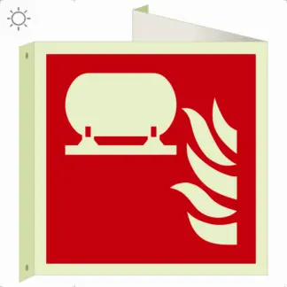 Rögzített tűzoltókészülék-berendezés utánvilágító tábla