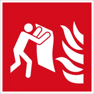 Tűzoltó takaró matrica / tábla (ISO 7010-F016 piktogram)