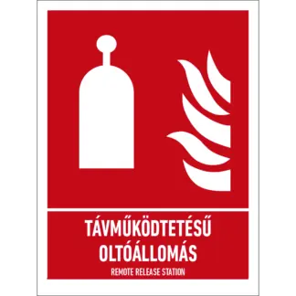 Távműködtetésű oltóállomás matrica / tábla (ISO 7010-F014 piktogram + felirat)