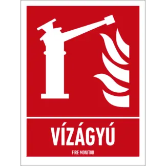 Vízágyú matrica / tábla (ISO 7010-F015 piktogram + felirat)