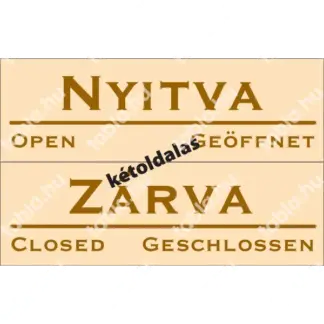 Nyitva-Zárva matrica / tábla (kétoldalas