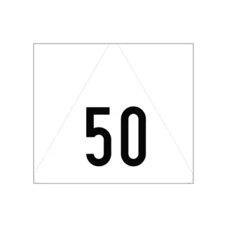 Kihúzóvágányon az ütközőbak vagy földkúp távolságára fegyelmeztető vasúti tábla