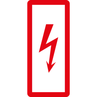 Nagyfeszültségre figyelmeztető vasúti tábla