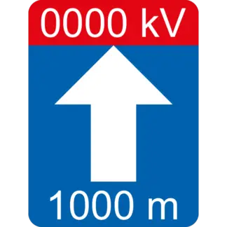 Villamos távvezeték biztonsági övezetére figyelmeztető vasúti tábla