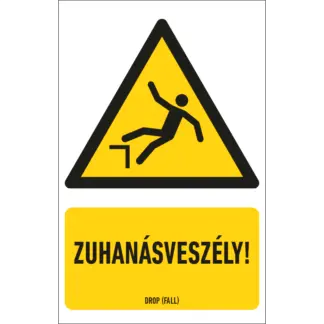 Zuhanásveszély! matrica / tábla (ISO 7010-W008 piktogram + felirat)
