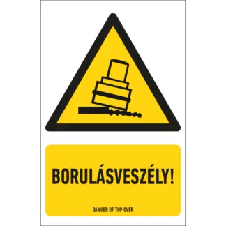 Borulásveszély! matrica / tábla (piktogram + felirat)